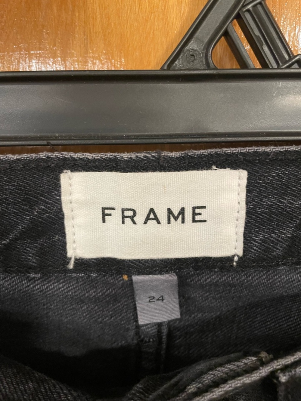 FRAME Le Jane Crop Distressed High-Rise Straight Leg Jeans in Black - Picture 8 of 8